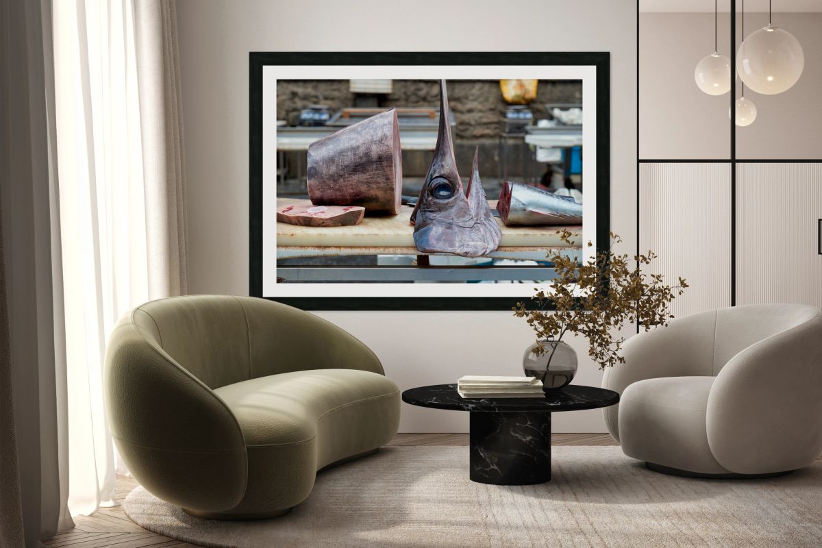 Fresh catch displayed at Piscaria fish market in Catania