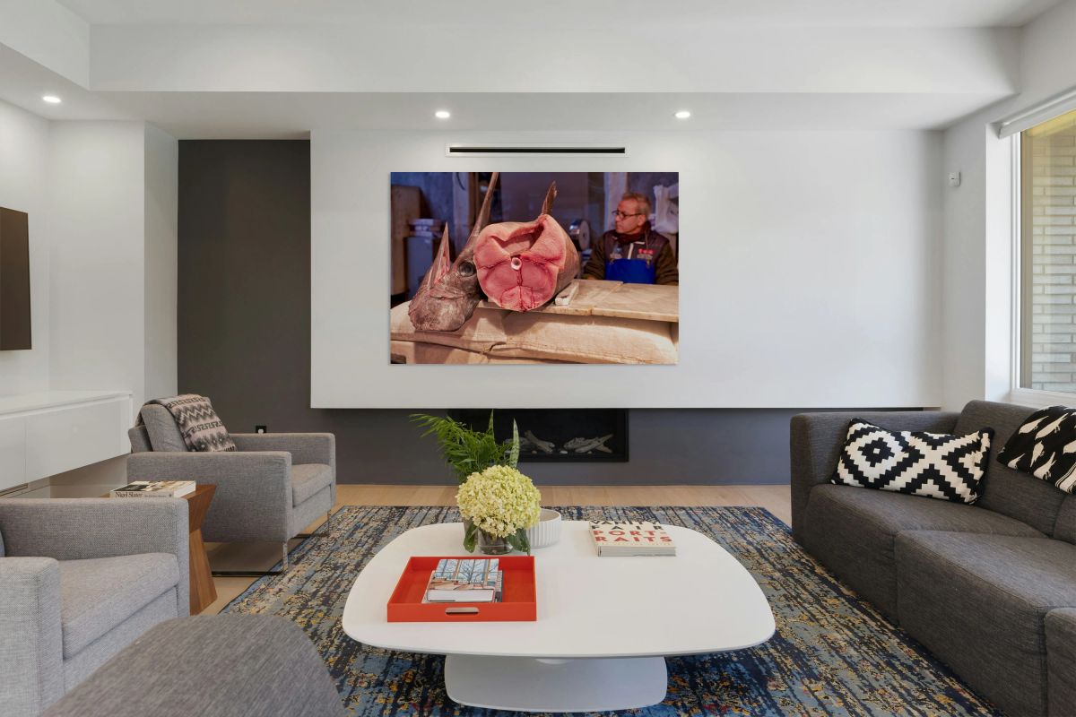 Fresh fish display in Piscaria market in Catania Sicily Italy