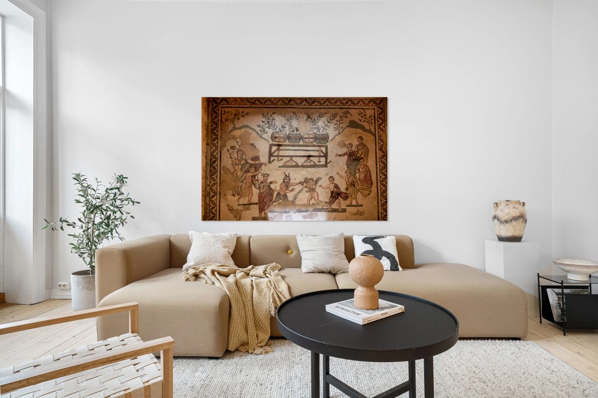 Mosaics showing scenes of everyday life at Villa Romana del Casa