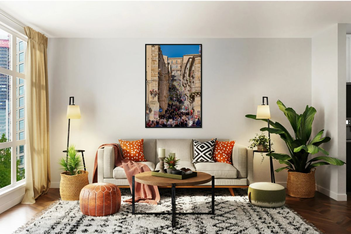 Visitors explore Scalinata di Santa Maria del Monte in Caltagiro