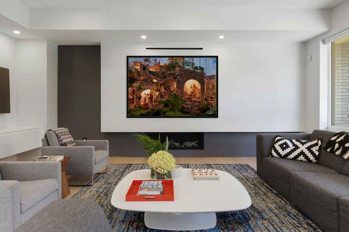 Artistic nativity scene in Caltagirone during Christmas season