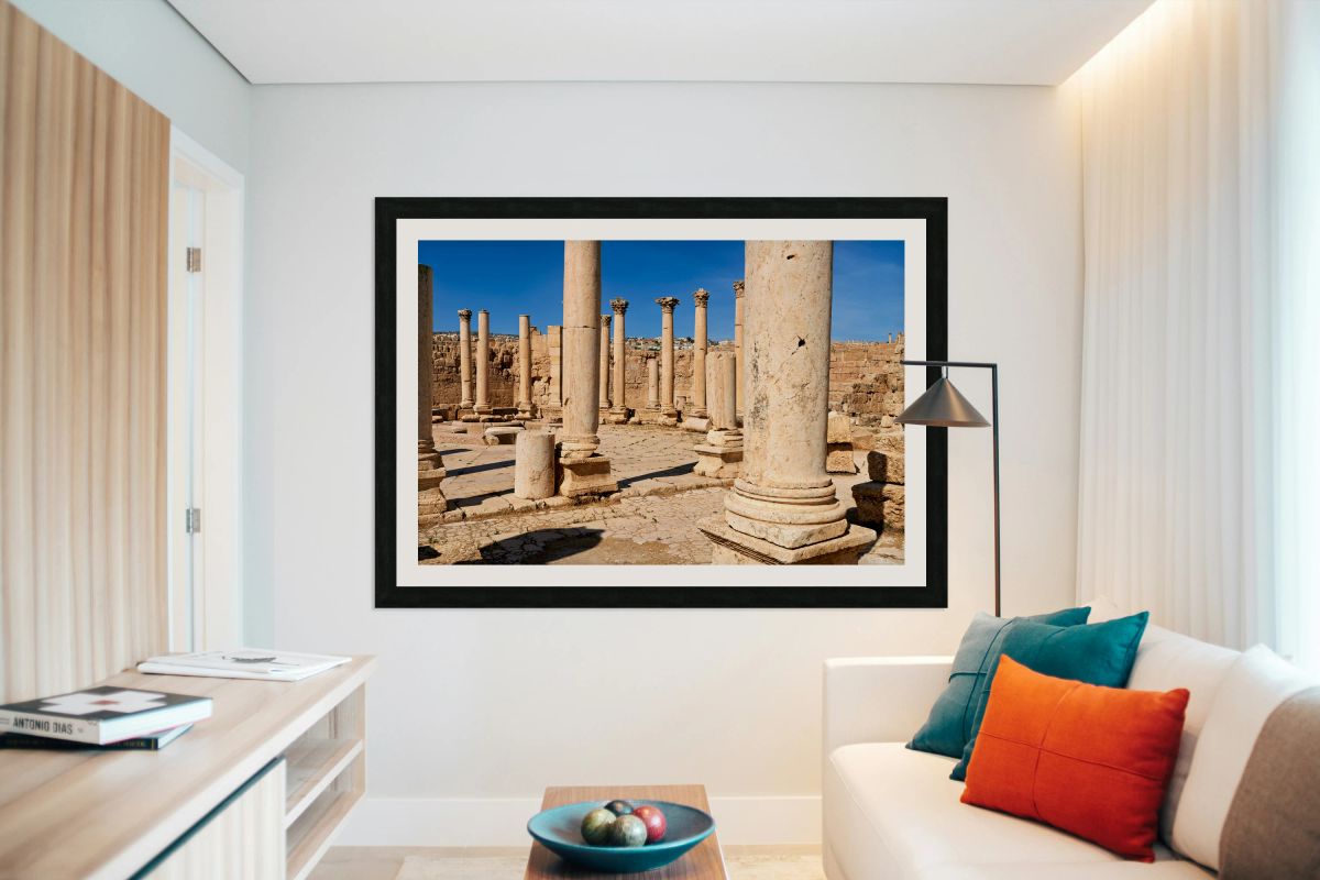 Visit to ancient ruins at Gerasa in Jordan during bright dayligh