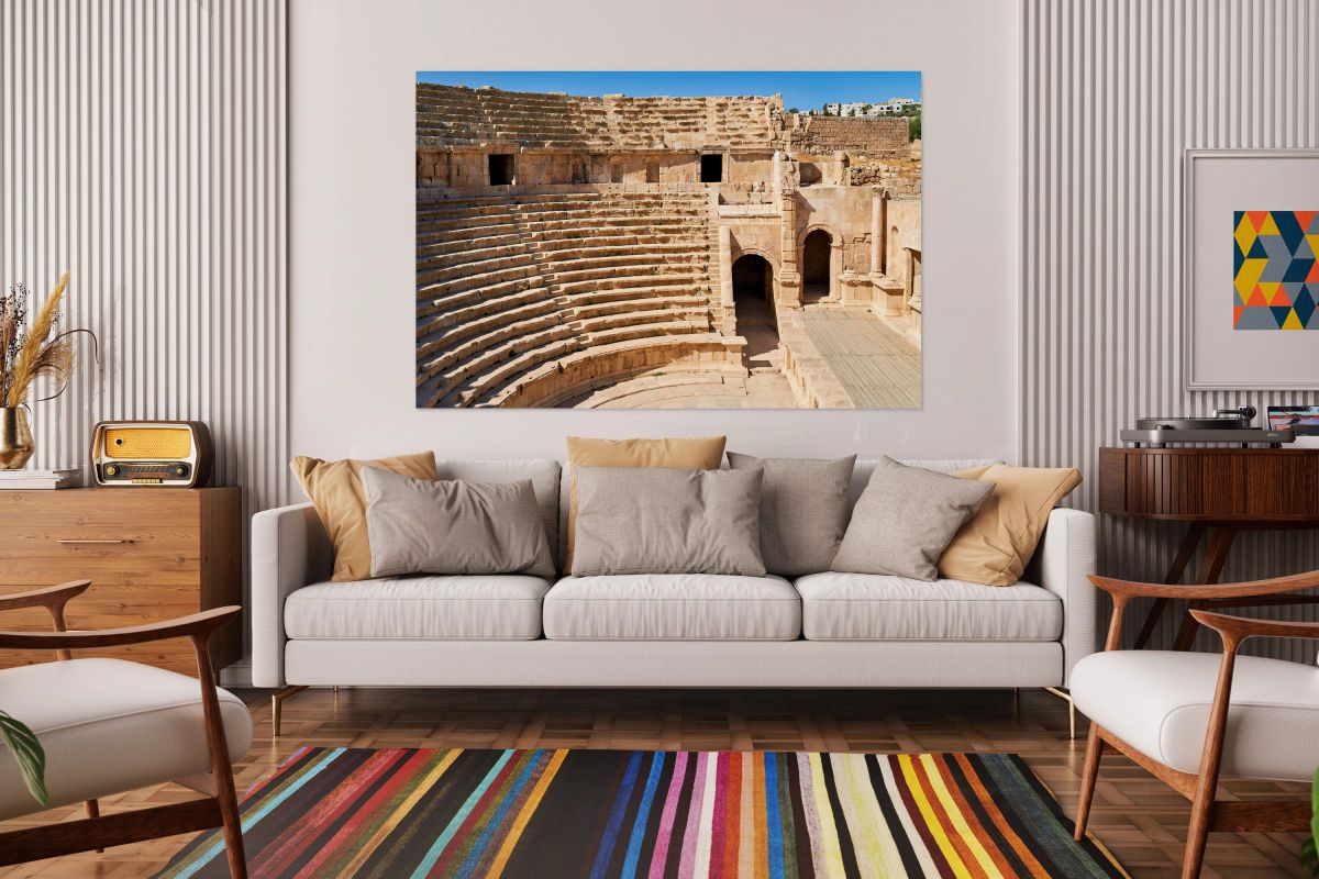 Exploring the ancient theater in Gerasa located in Jerash Jorda