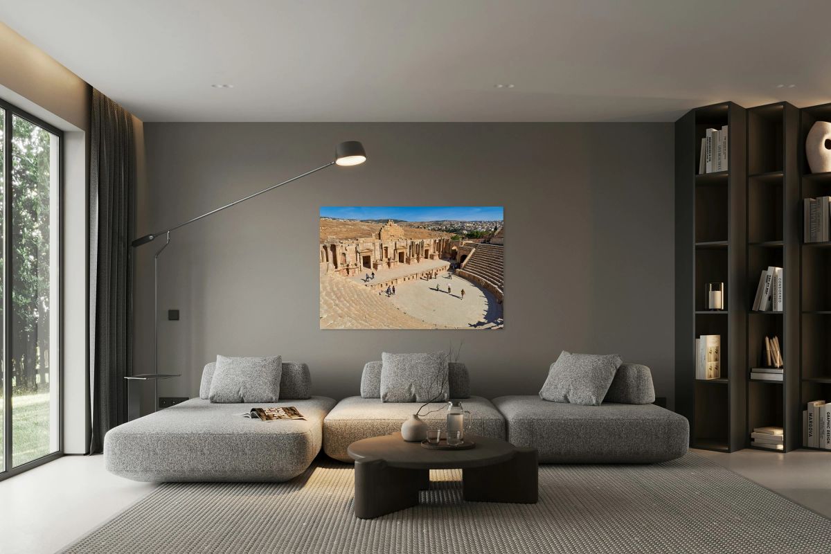 Exploring the ancient theatre in Gerasa Jerash in Jordan