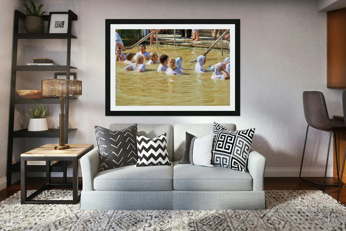 Visitors participate in baptism ceremony at Jordan River site