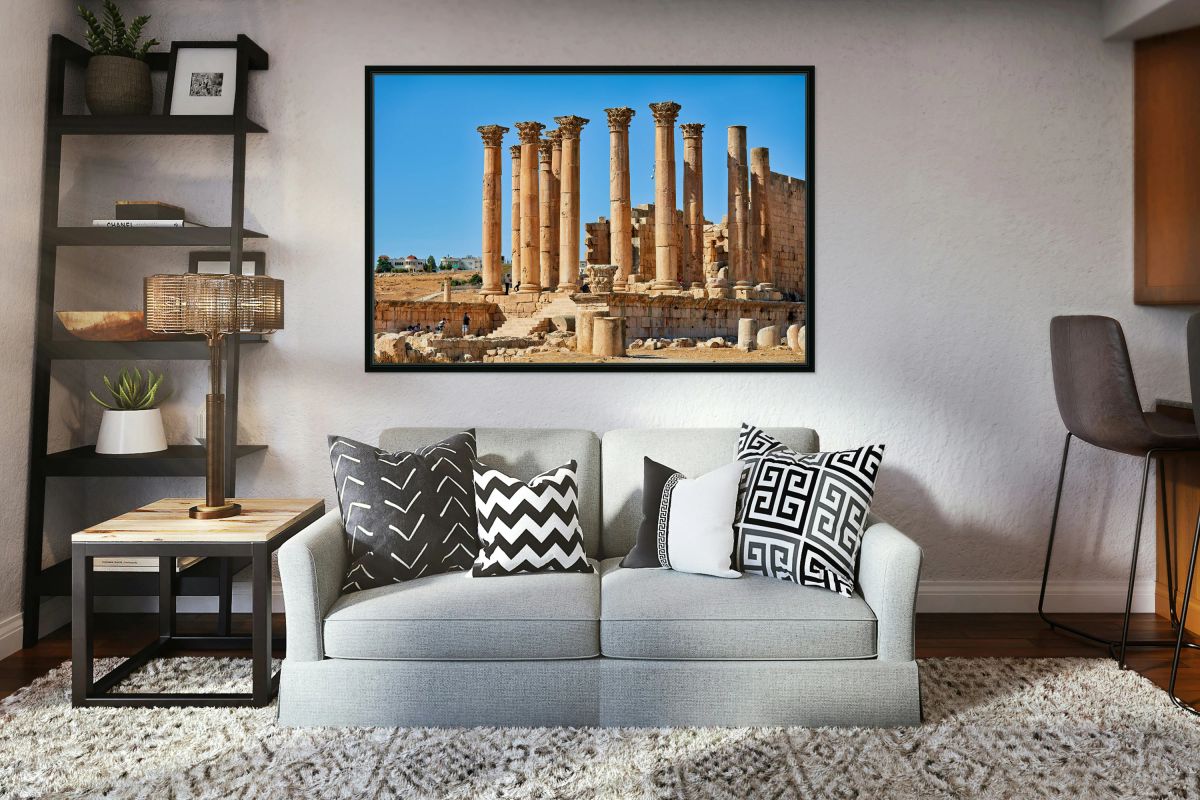 Ruins of ancient columns at Gerasa in Jordan during daytime