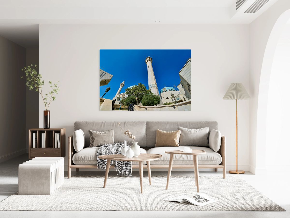 King Abdullah Mosque in Amman Jordan under clear blue sky