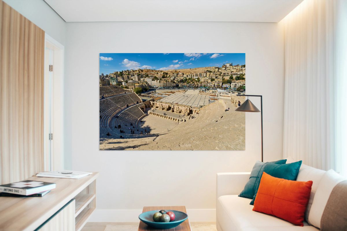 Visit the Roman Theater in Amman Jordan with a view of the city