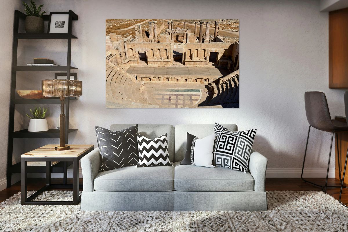 View of the theater in the ancient city of Gerasa in Jordan