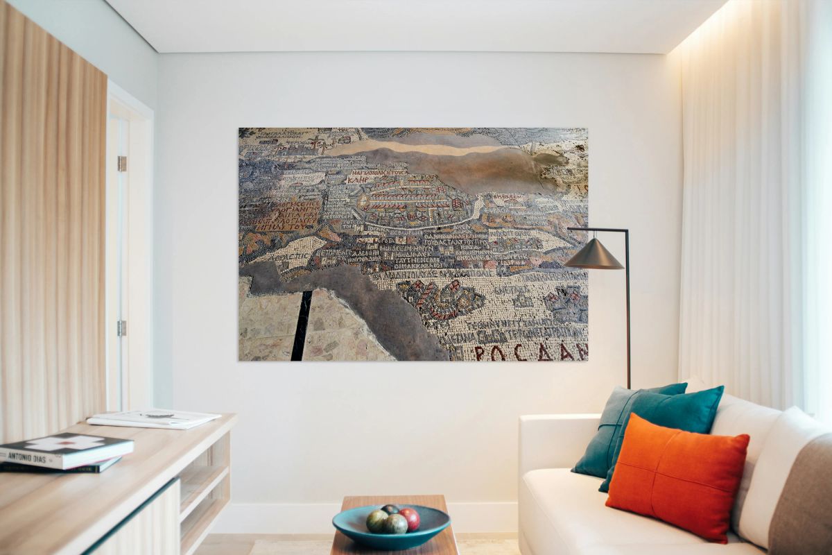 Madaba map in greek orthodox basilica of saint george in jordan