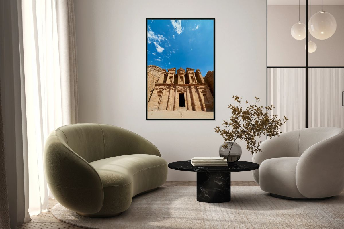 Visiting Ad Deir at Petra site in Jordan during sunny daytime