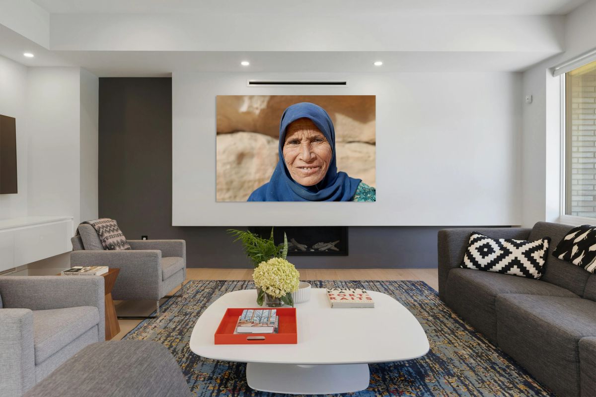 Portrait of an old woman at Little Petra in Jordan