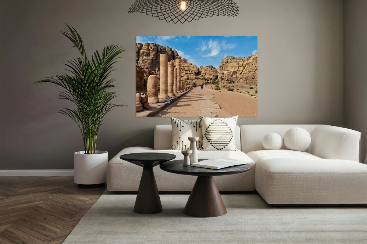 Exploration of Hadrian Gate at Petra archaeological site in Jord