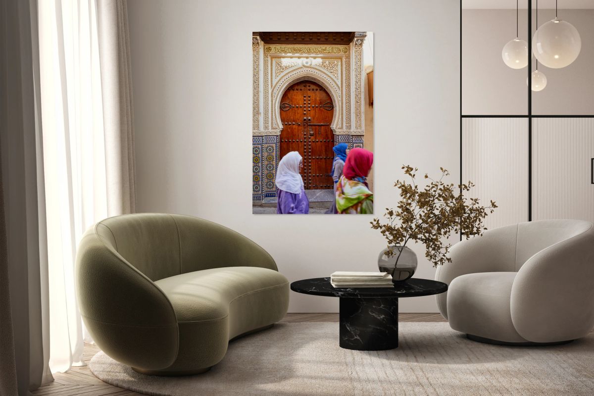 Women walk through the Medina in Fez Morocco