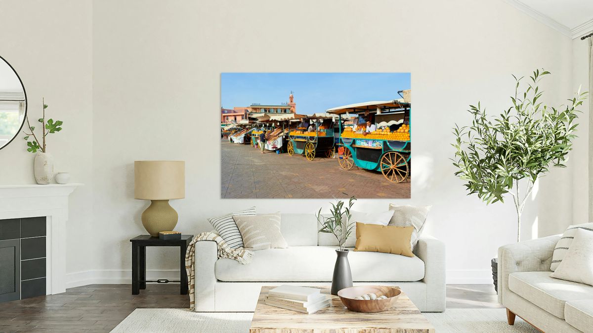 Fresh orange juice stall in Djema el Fnaa square of Marrakesh