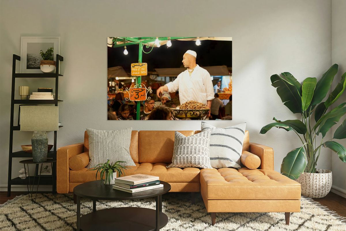 Snail dinner served at street vendors in Marrakech night market