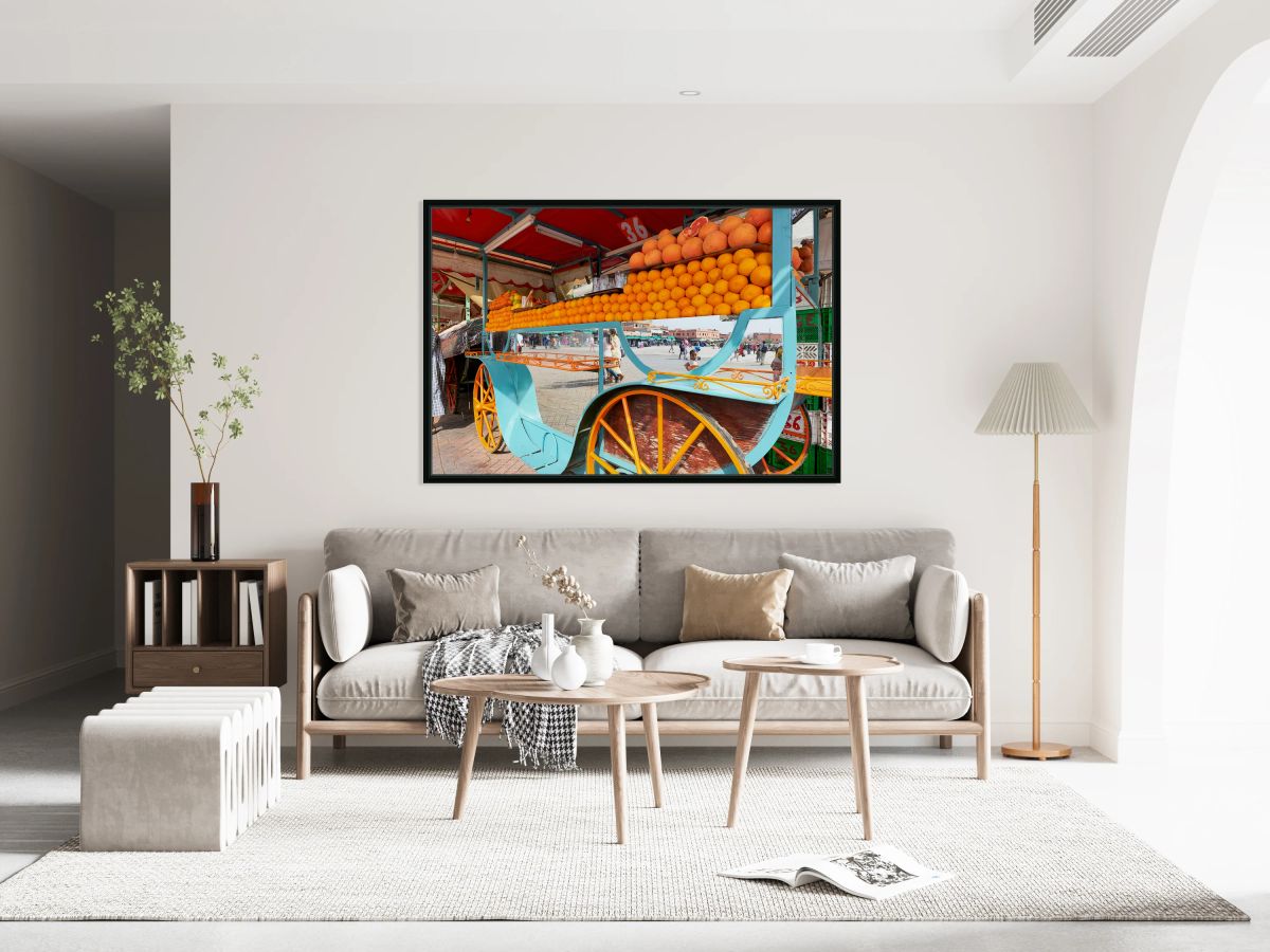 Fresh orange juice stall in Djema el Fnaa square Marrakesh