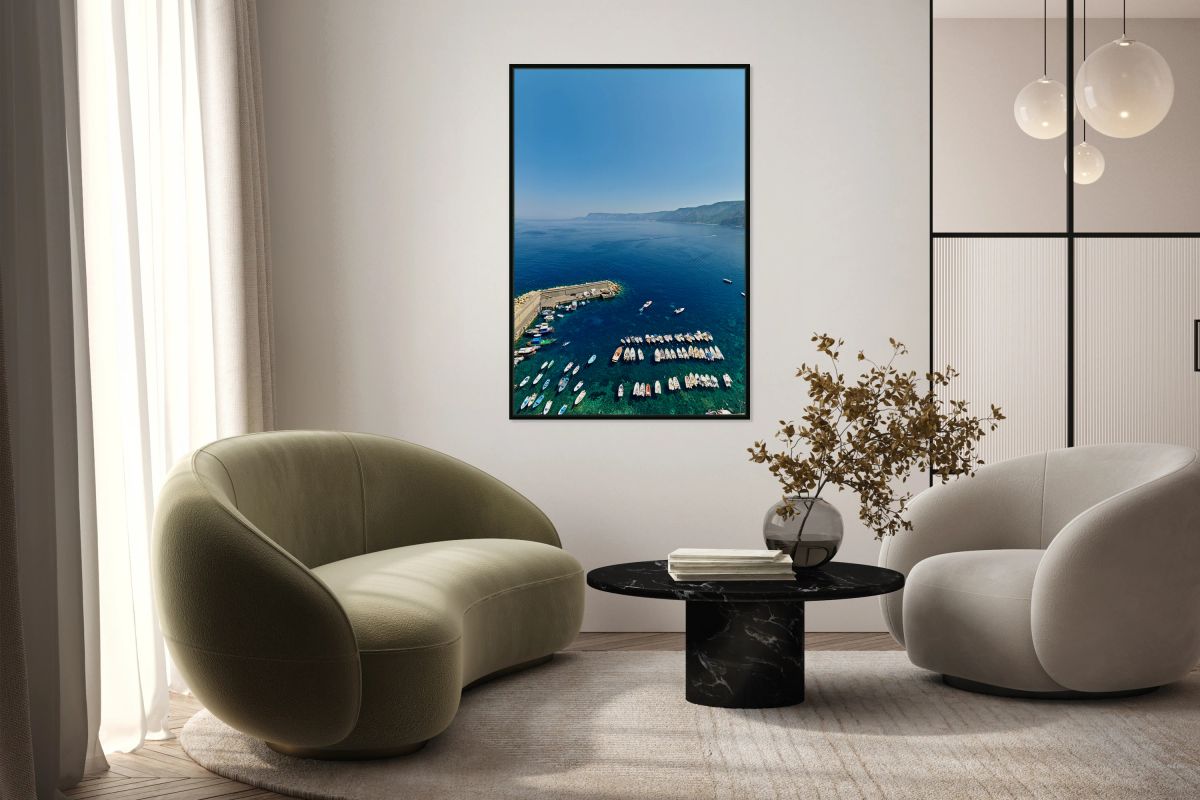 View of Chianalea harbor in Scilla Calabria Italy with boats