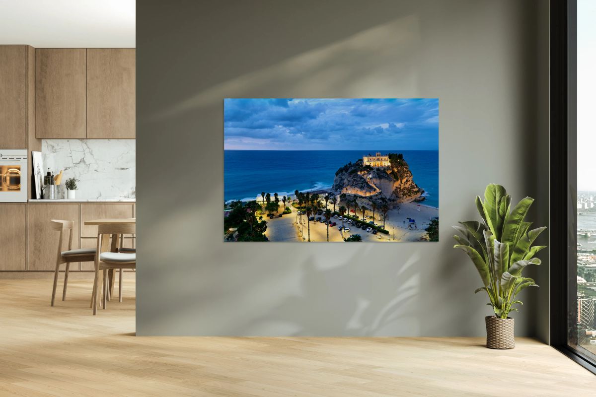 Santa Maria dellIsola Monastery in Tropea Calabria during dusk