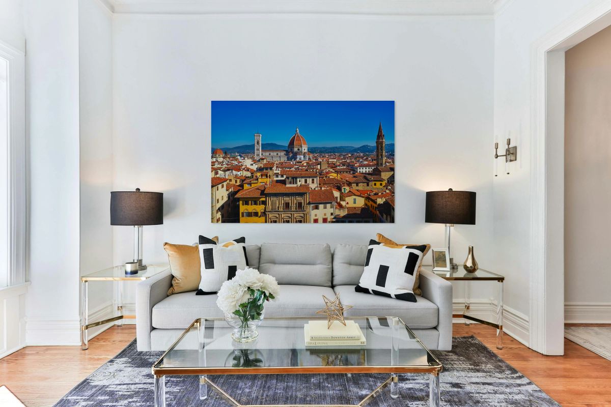 View of Florence in Tuscany with buildings and clear sky
