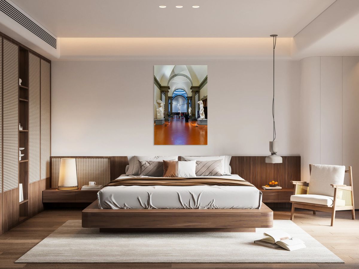 Michelangelos David stands in the Gallery of the Academy of Flo