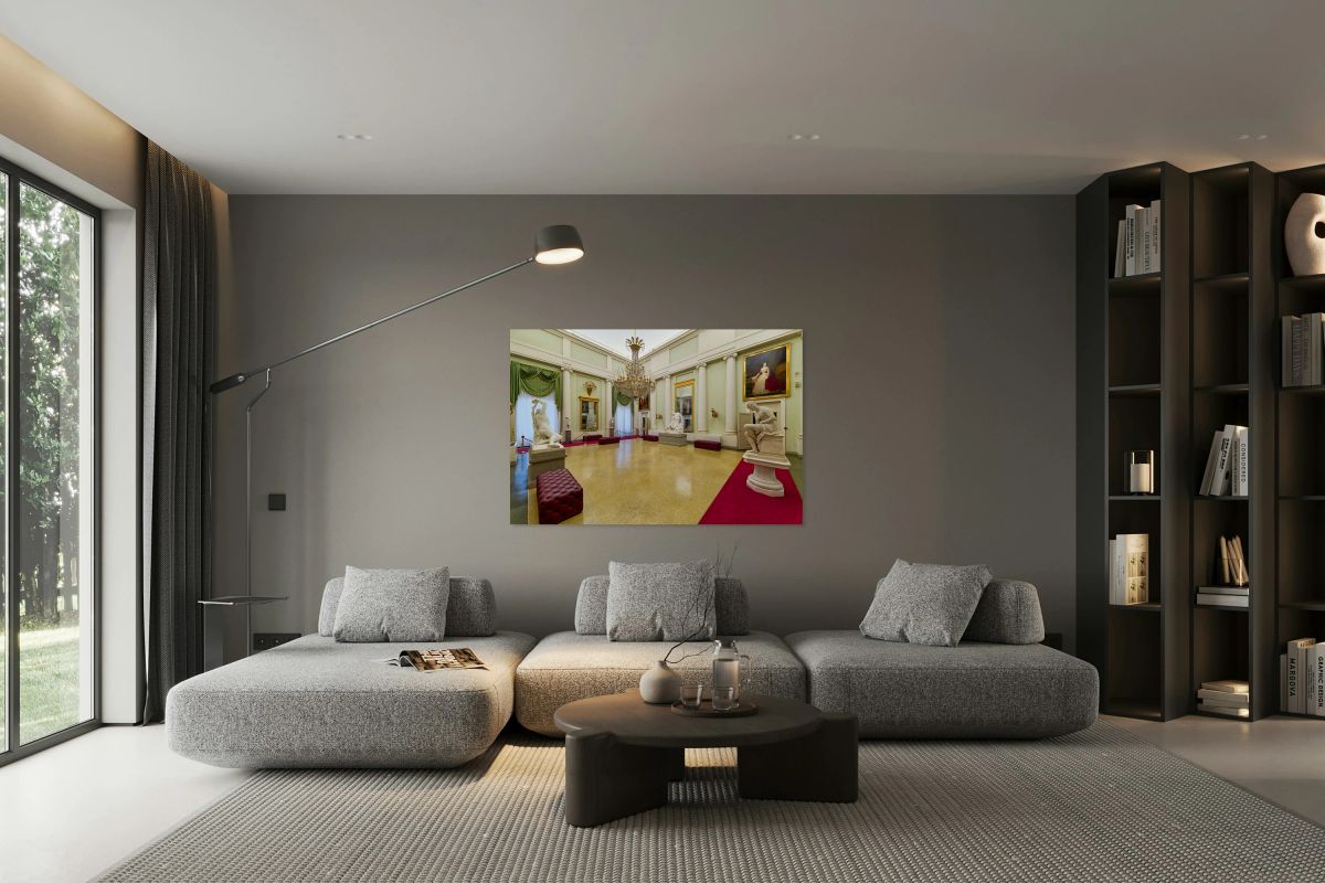 Visitors explore Palatine Gallery in Palazzo Pitti in Florence