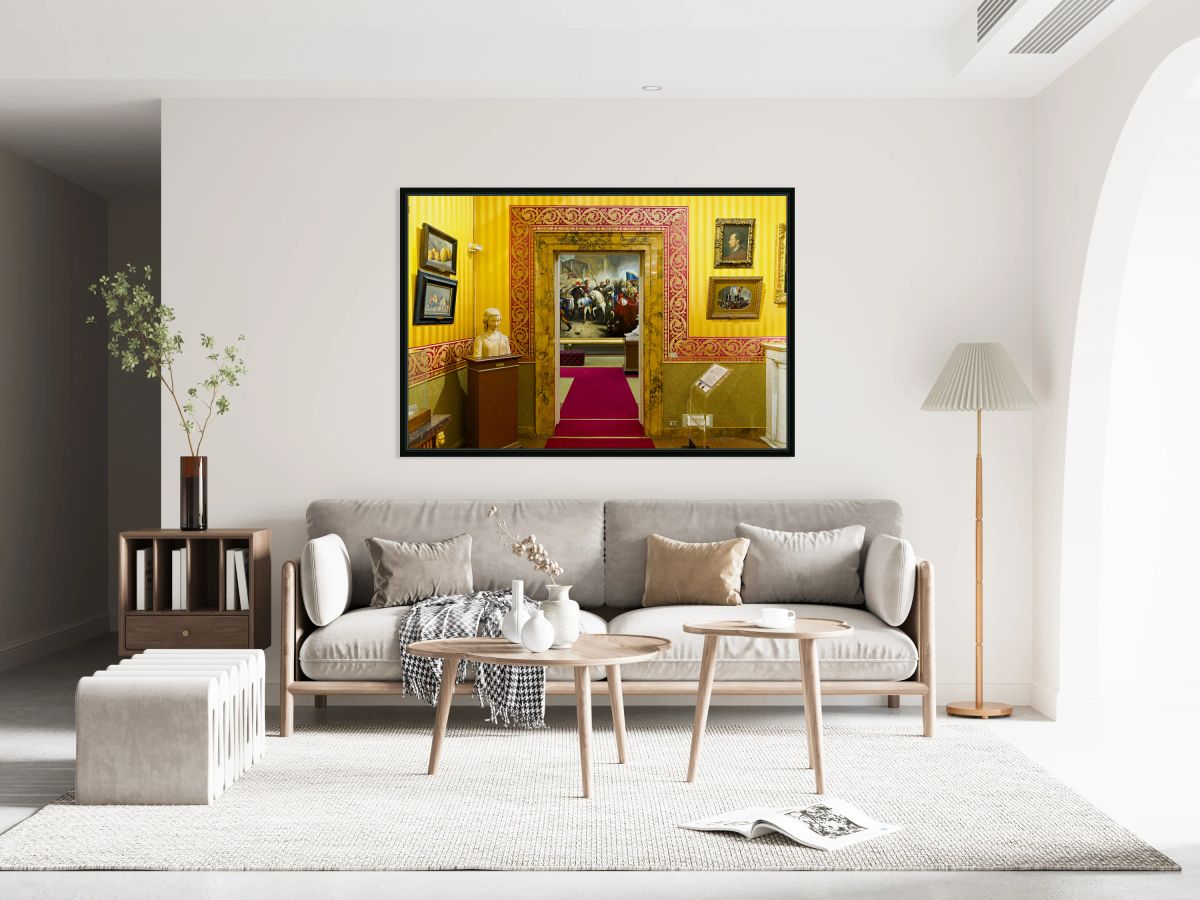Visitors walk through the Palatine Gallery in Palazzo Pitti Flo
