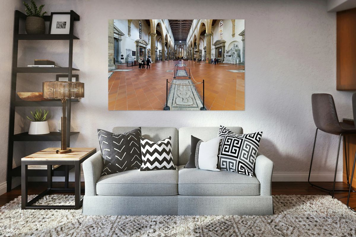 Visitors explore Basilica di Santa Croce in Florence Tuscany I
