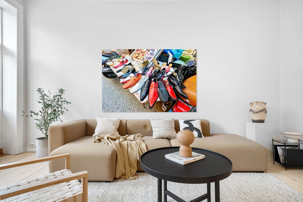 Footwear display at Ballaro street market in Palermo Sicily