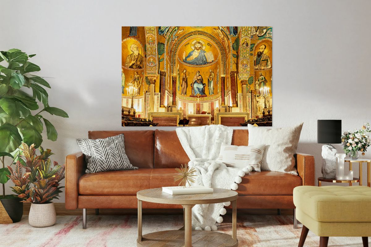 Mosaic of christ and saints in cappella palatina palermo italy