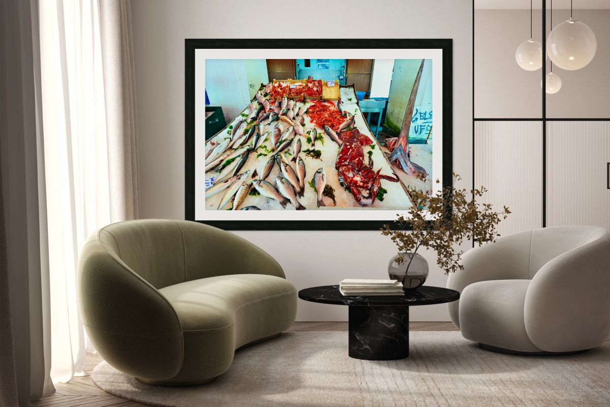 Fish and seafood for sale at Vucciria Market in Palermo Sicily