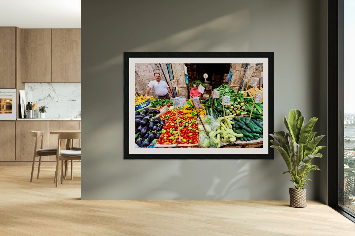 Vendors sell fresh produce at Ballaro street market in Palermo