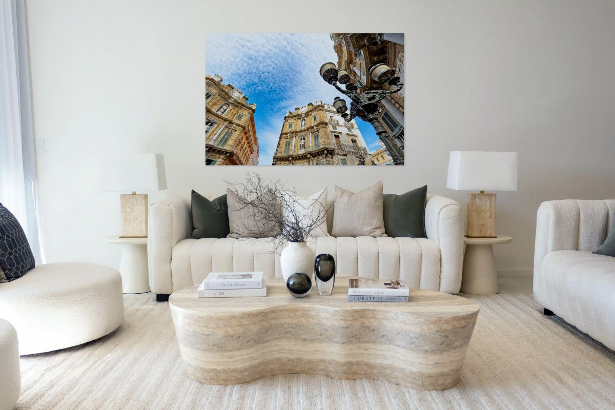 Quattro Canti square view in Palermo Sicily under blue sky