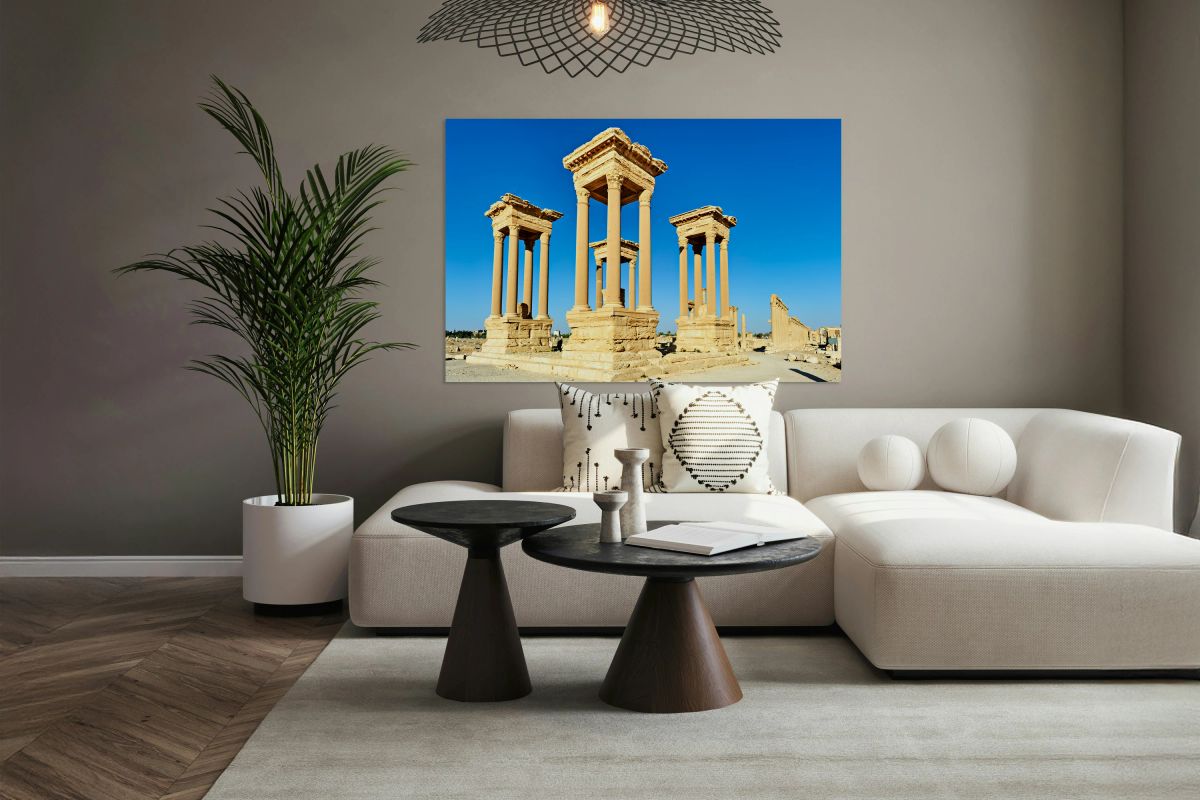 Tetrapylon structure in the ancient city of Palmyra in Syria