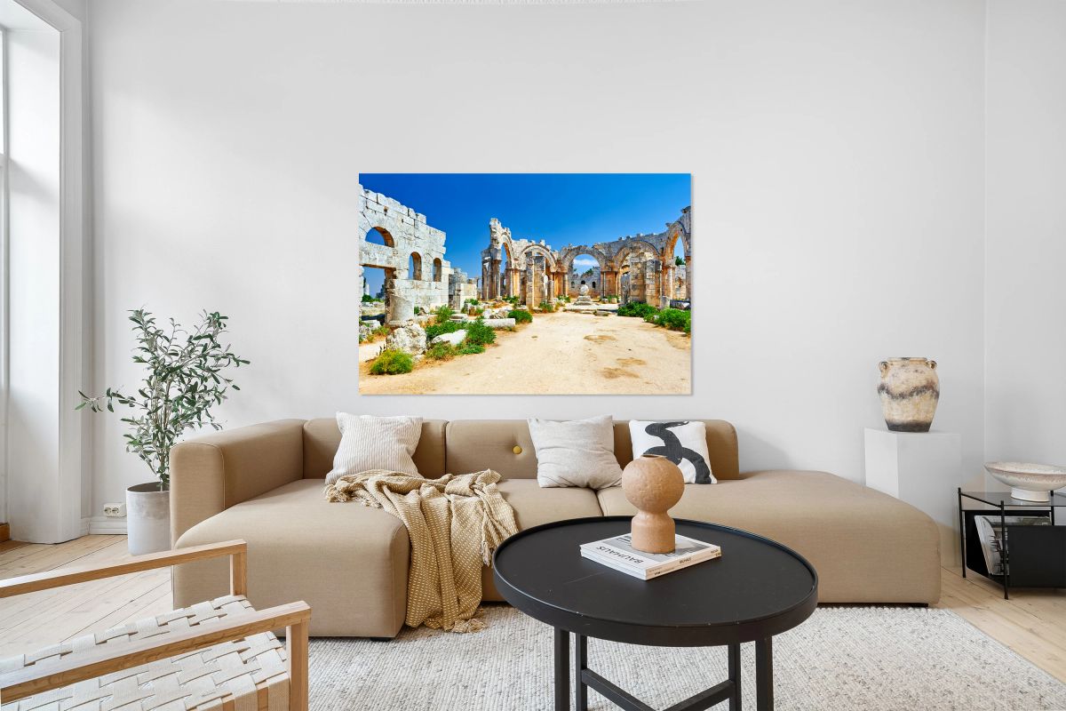 Ruins of Church of Saint Simeon Stylites in Syria on a clear day