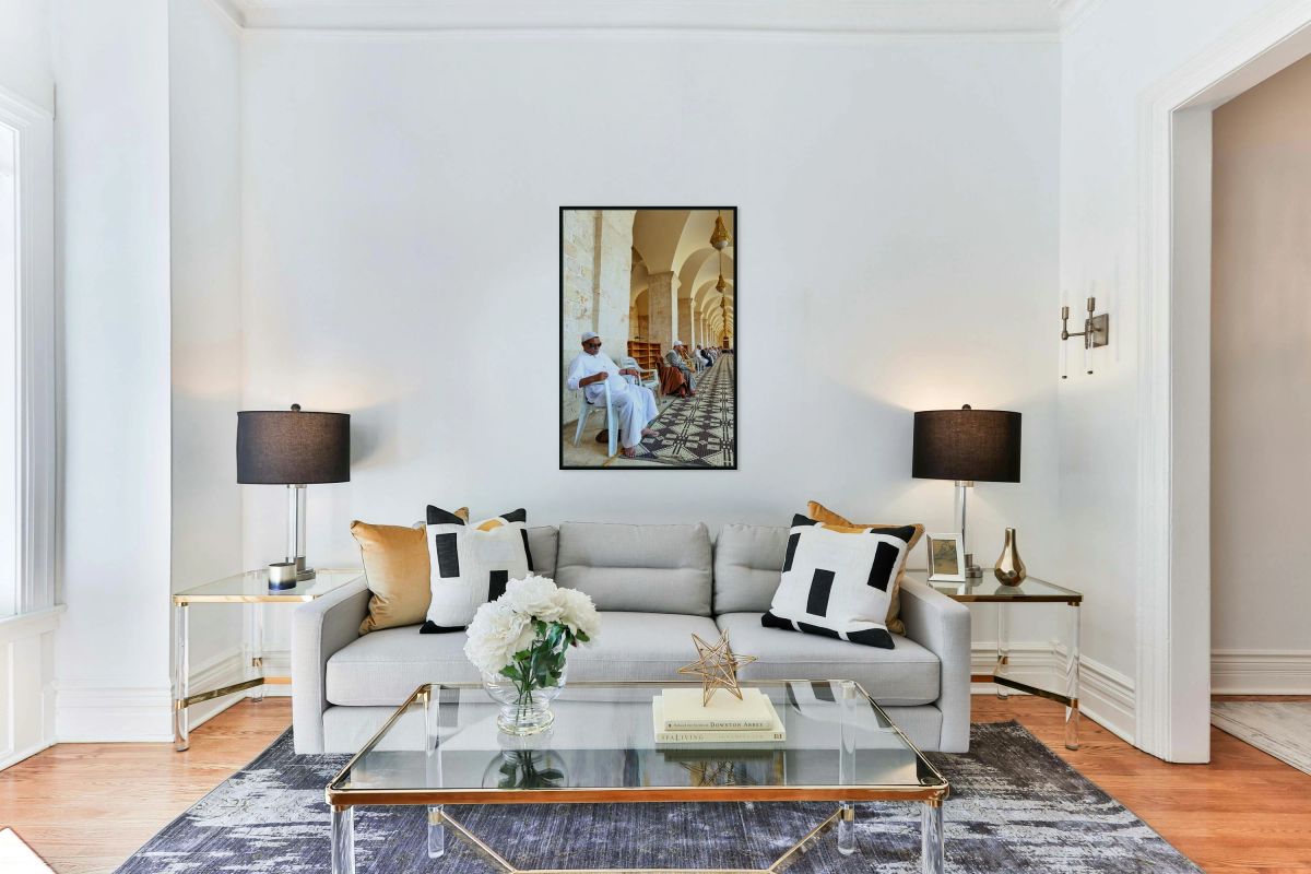 Sitting and waiting at a mosque in Aleppo Syria