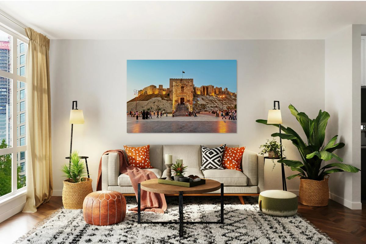 Exploring the citadel of Aleppo during dusk in Syria