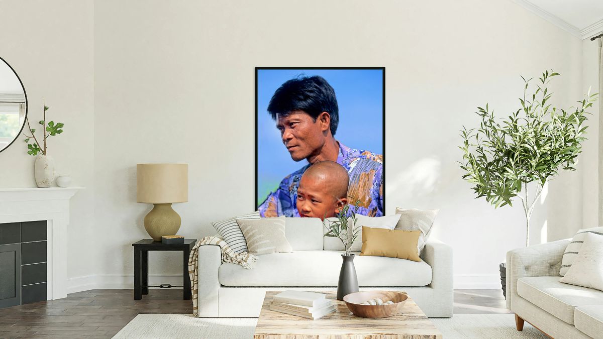 Portrait of a father and son in Myanmar during the day