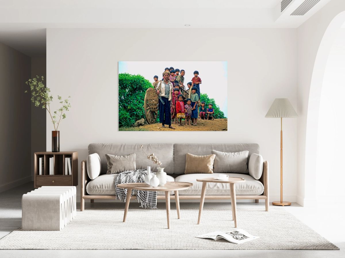 Children and adults gather in Kalaw village in Myanmar