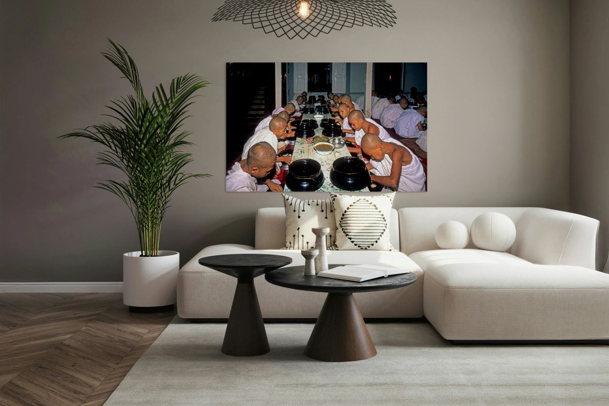 Monks having lunch in Mandalay during the day