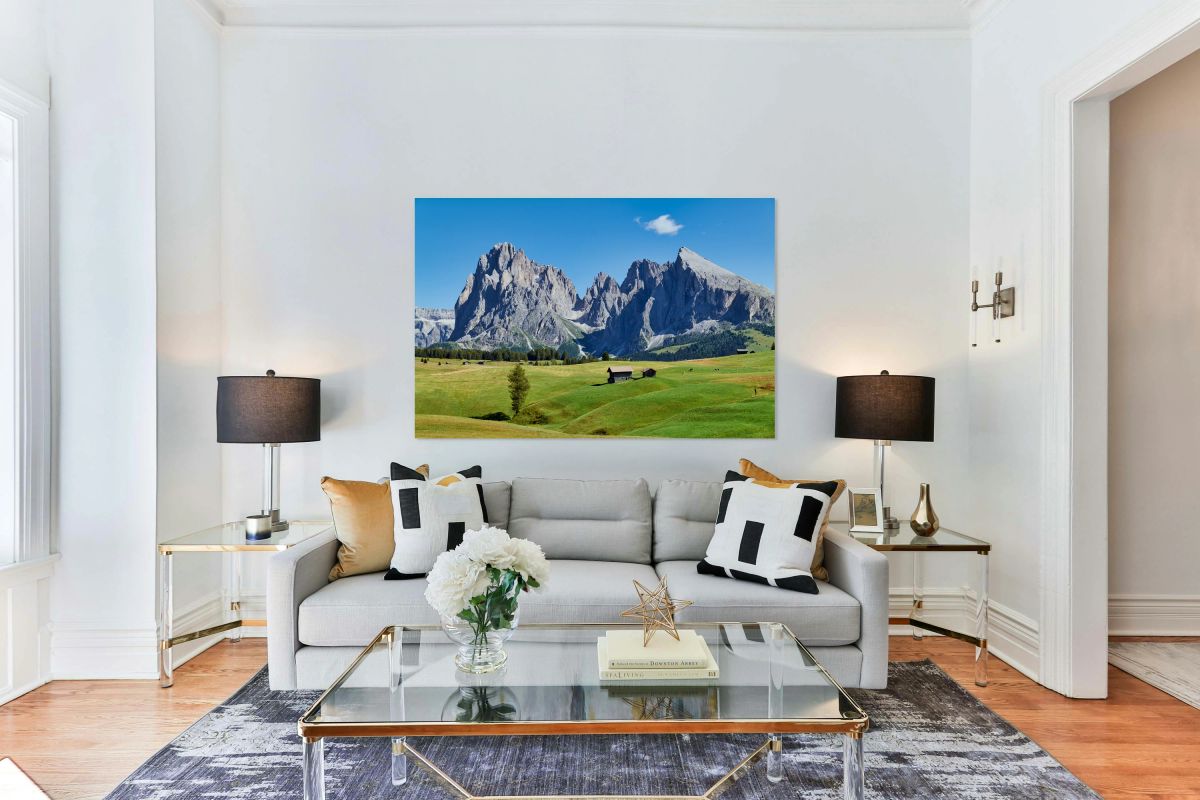 Panorama view of Sassolungo mountain peak in Val Gardena Italy