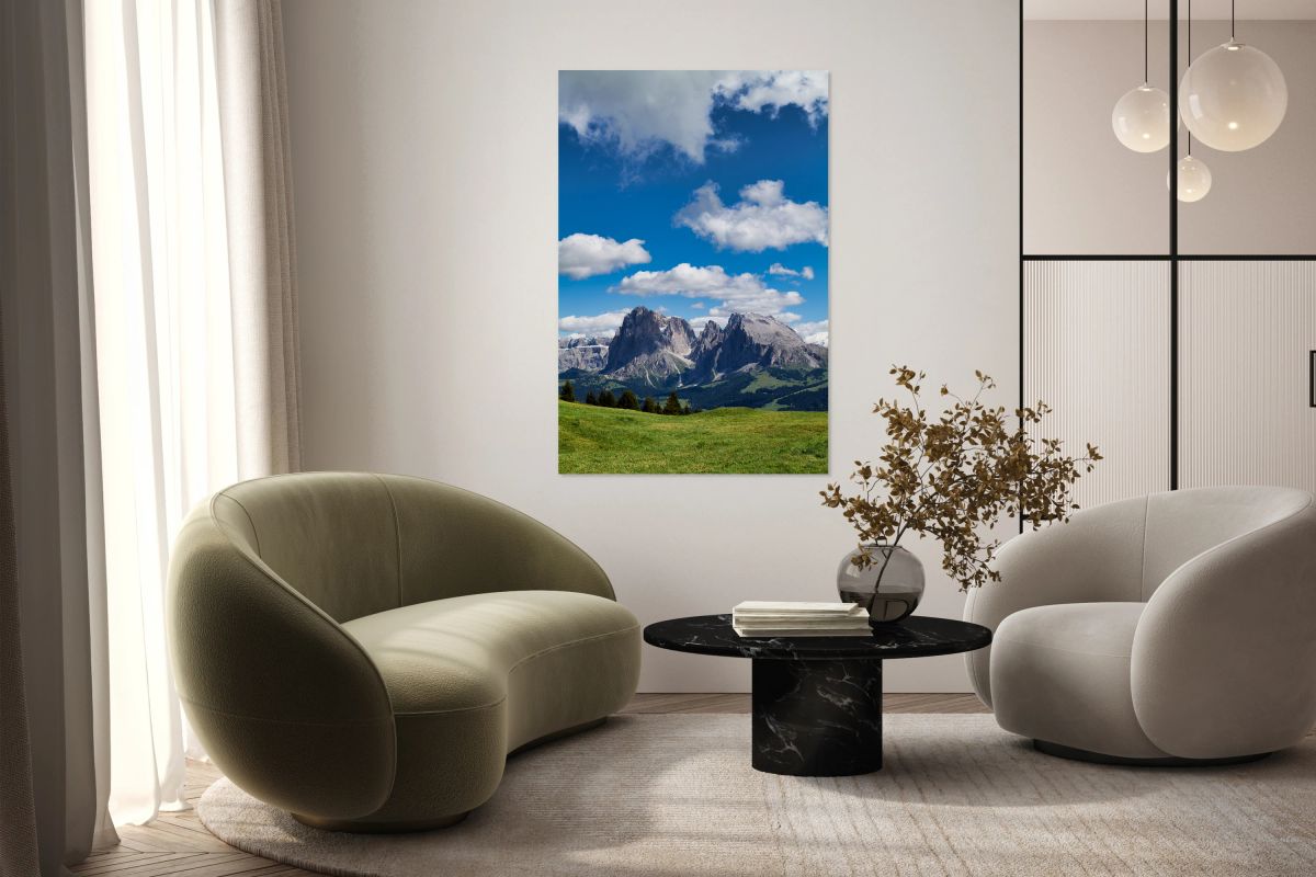 Panoramic view of Sassolungo mountain peak in Val Gardena Italy