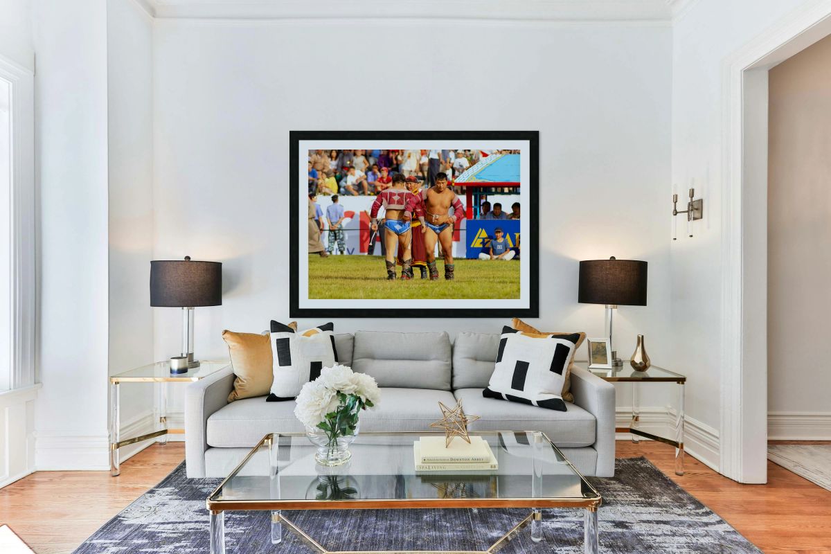 Wrestling games at Naadam festival in Ulaanbaatar Mongolia