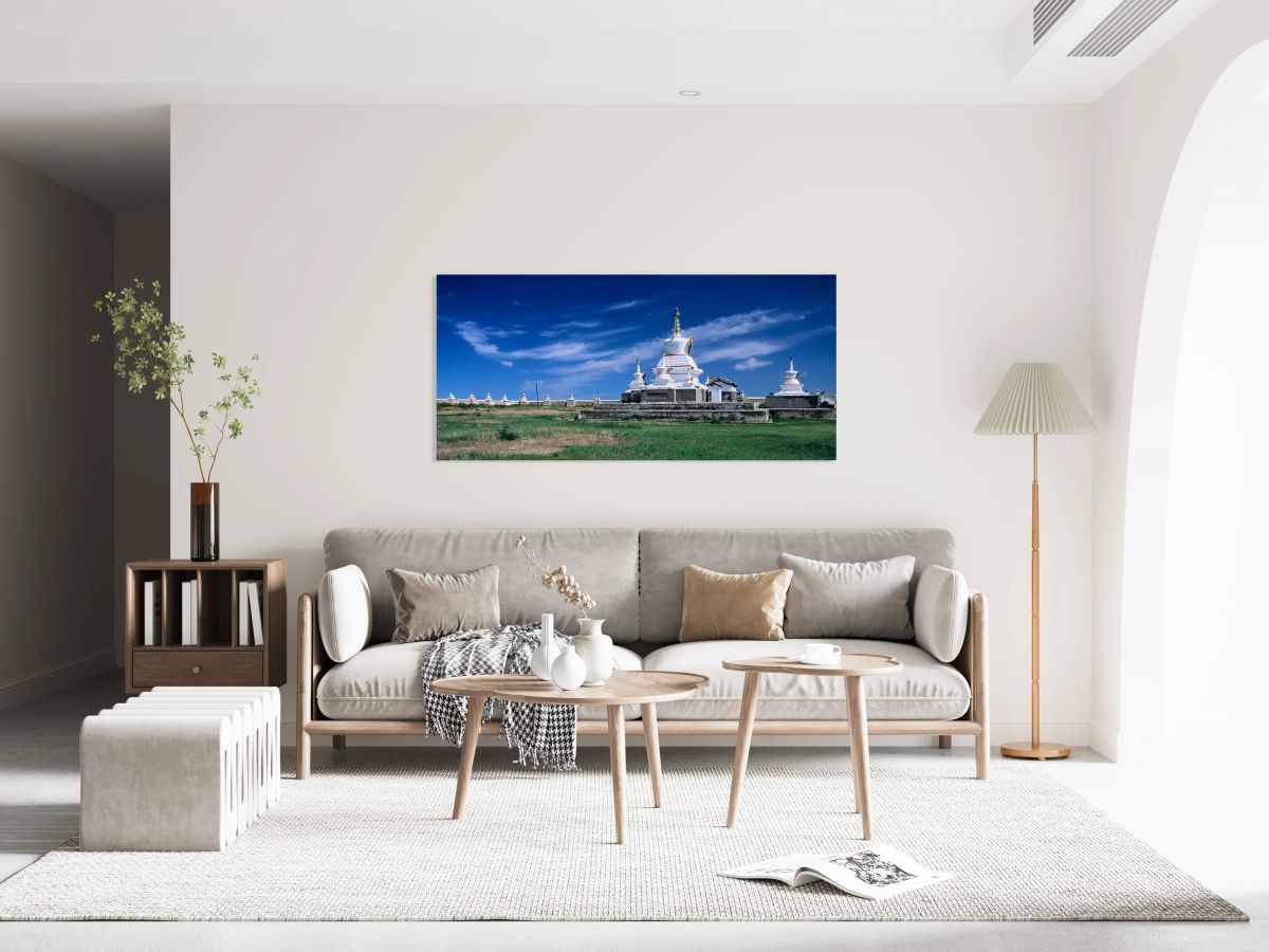 Erdene Zuu Monastery stands in Mongolia under a clear blue sky