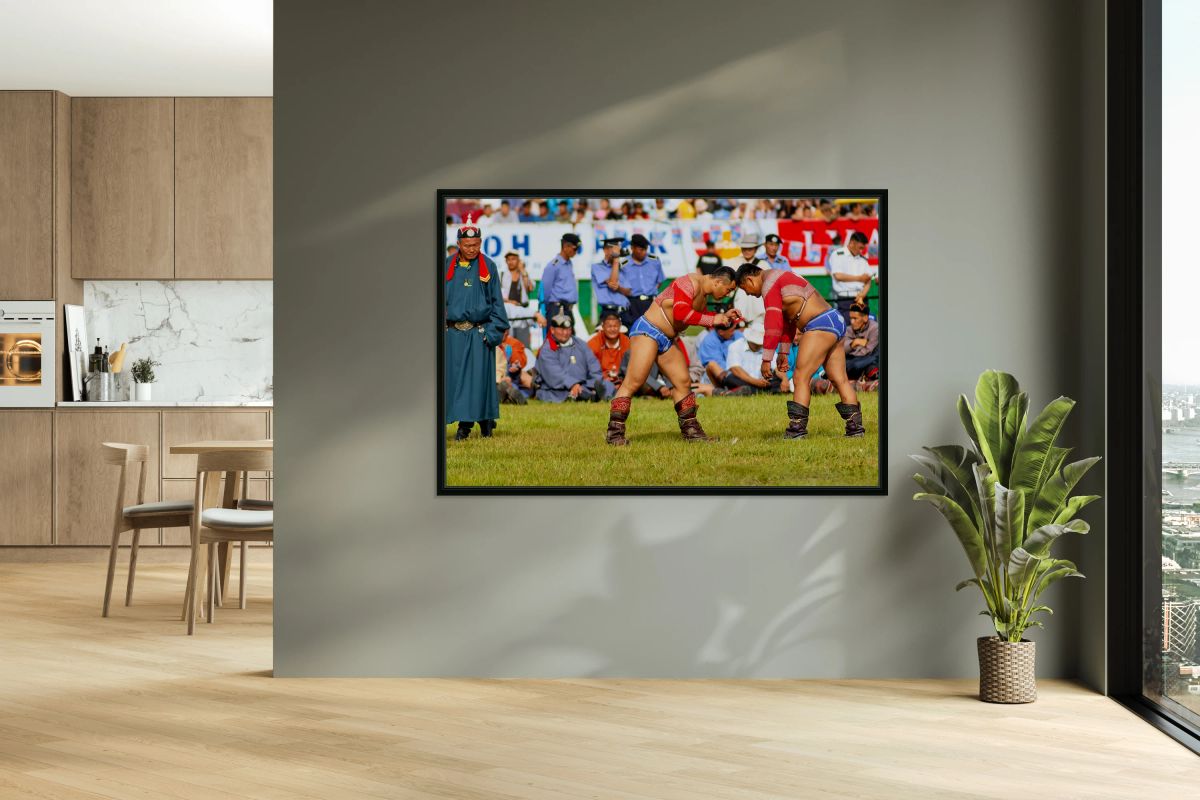 Wrestling games at Naadam festival in Ulaanbaatar Mongolia