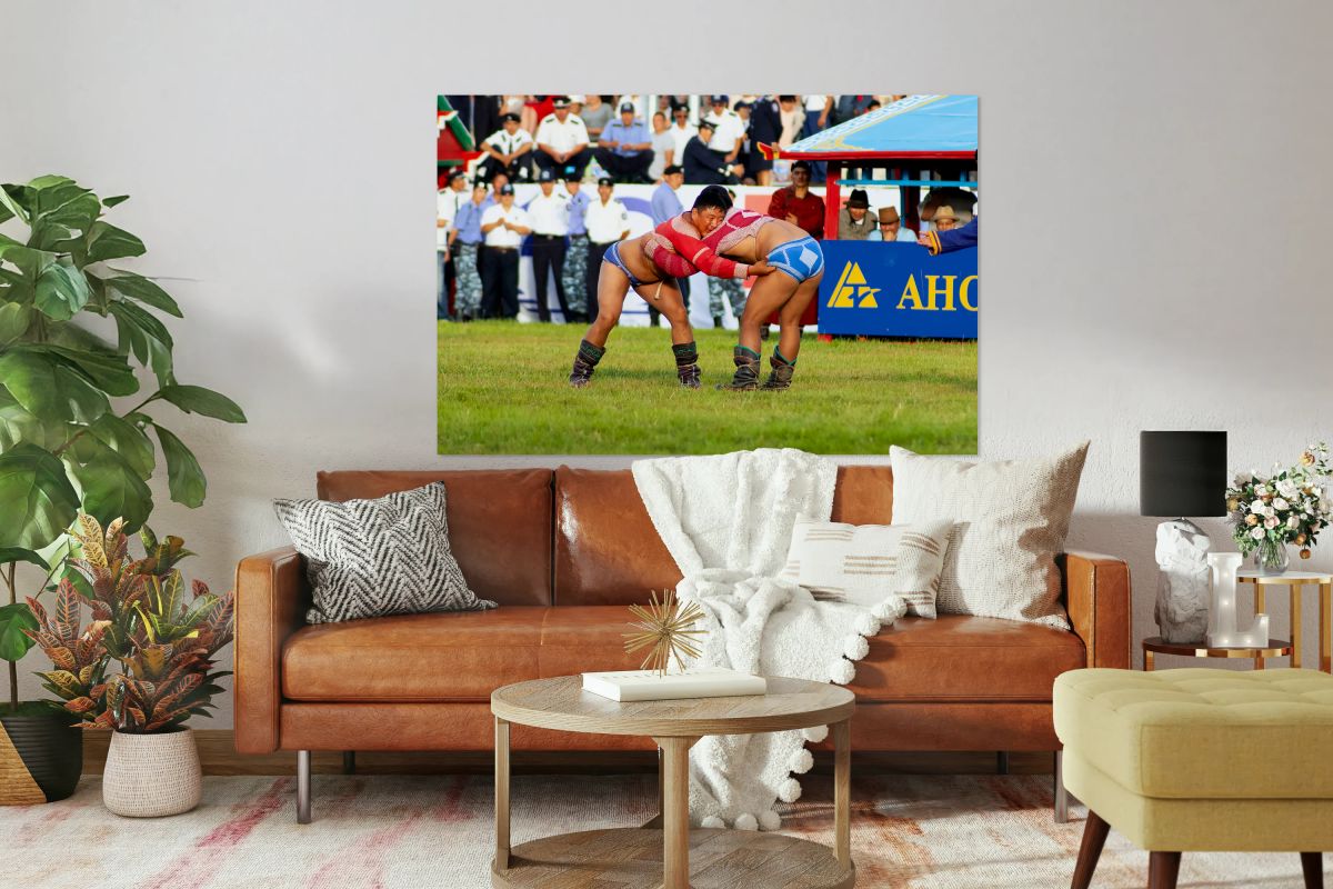 Wrestling games at Naadam festival in Ulaanbaatar Mongolia