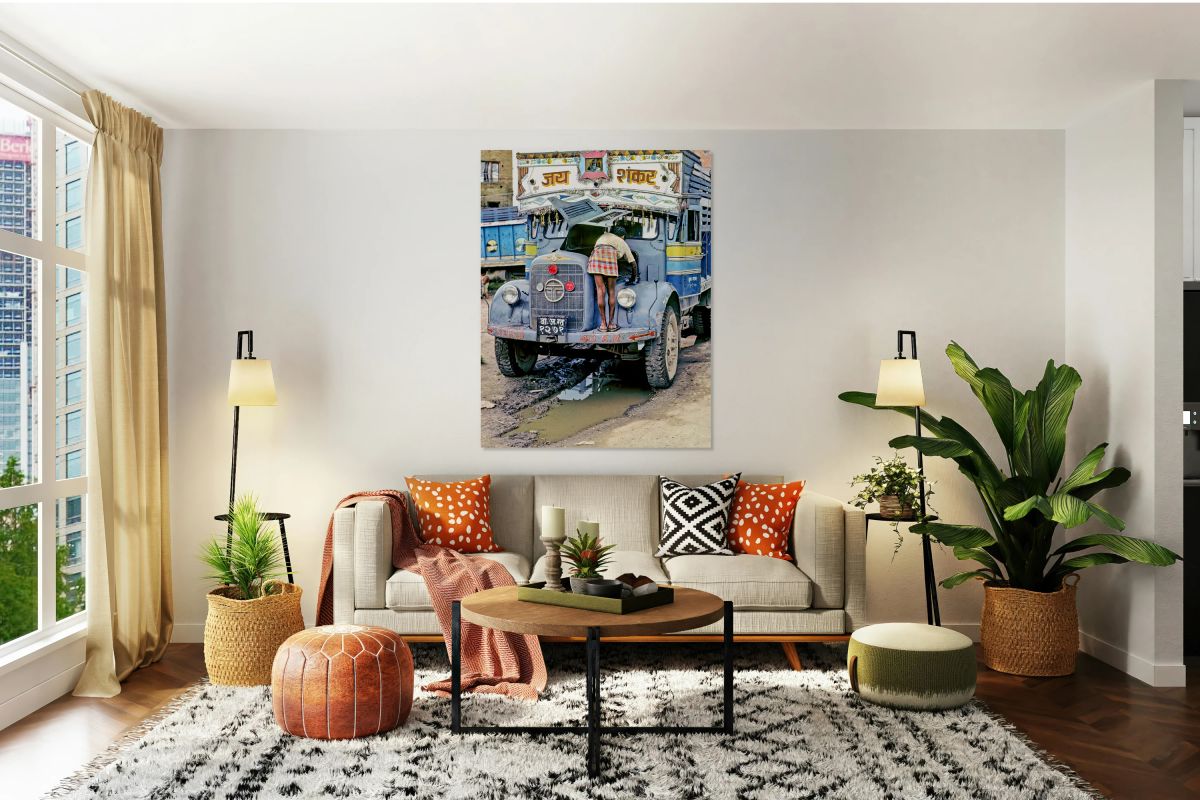 Repairing a truck in Kathmandu Nepal during the daytime