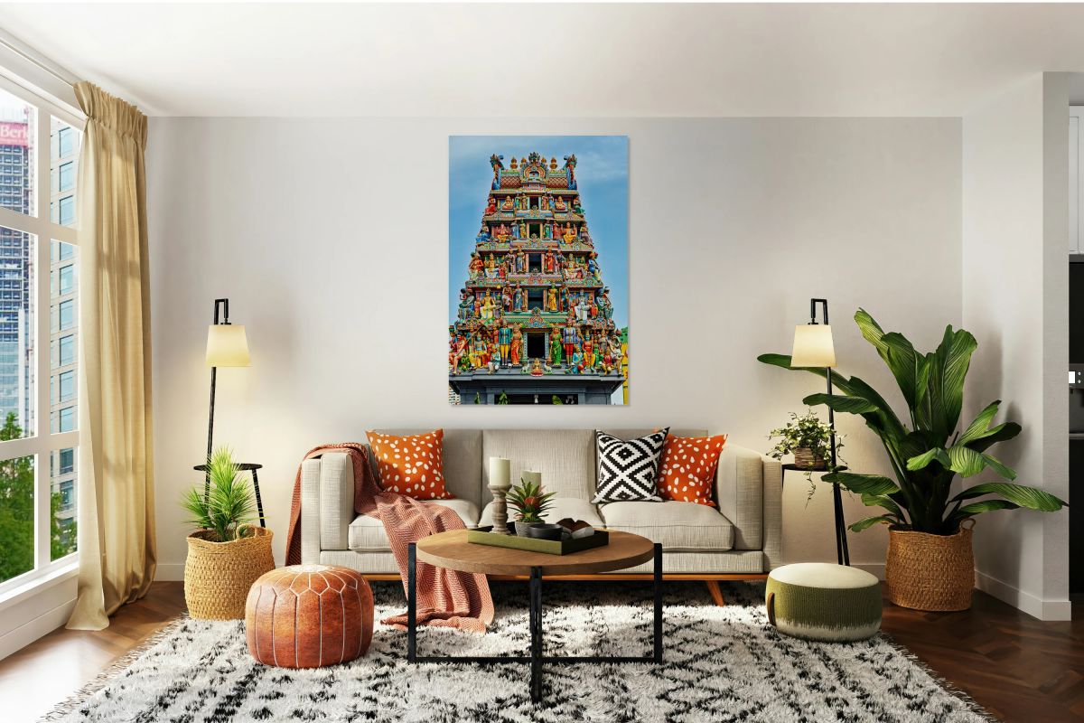 Visitors admire sculptures at Sri Mariamman Temple in Singapore