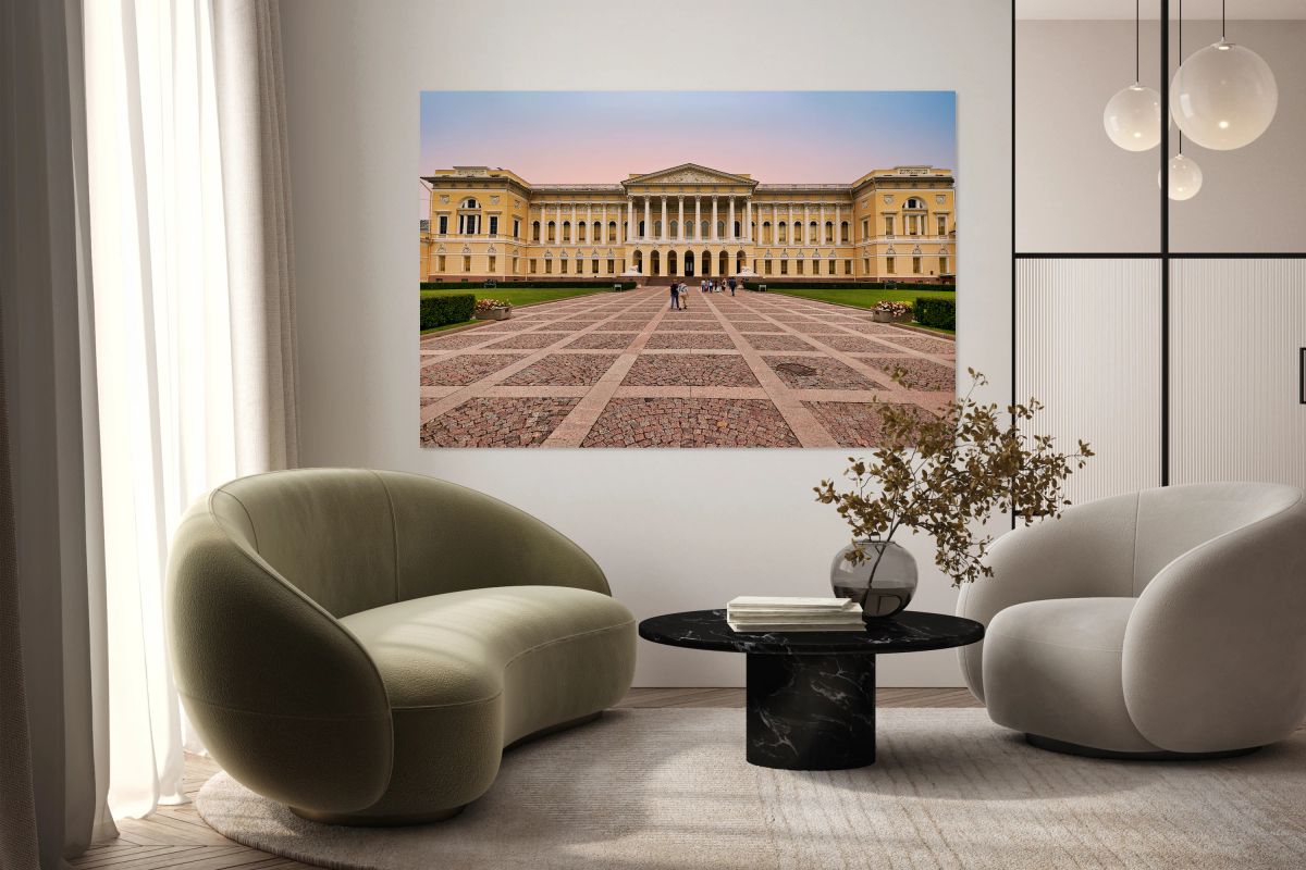 Visitors explore the Russian Museum in Saint Petersburg