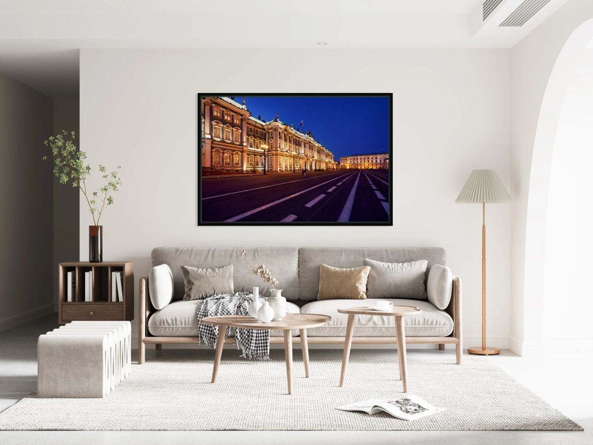 View of the General Staff Building at night in Saint Petersburg